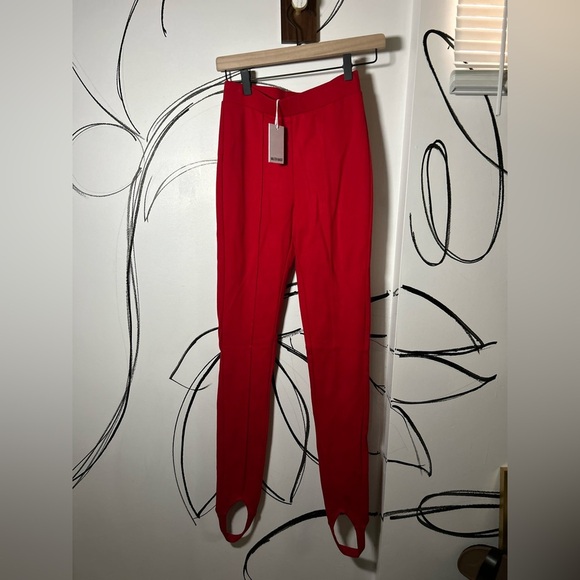 NEW Walter Baker Vibrant Red Stirrup Pants with Piping Front Seam, Size Small - Picture 1 of 9